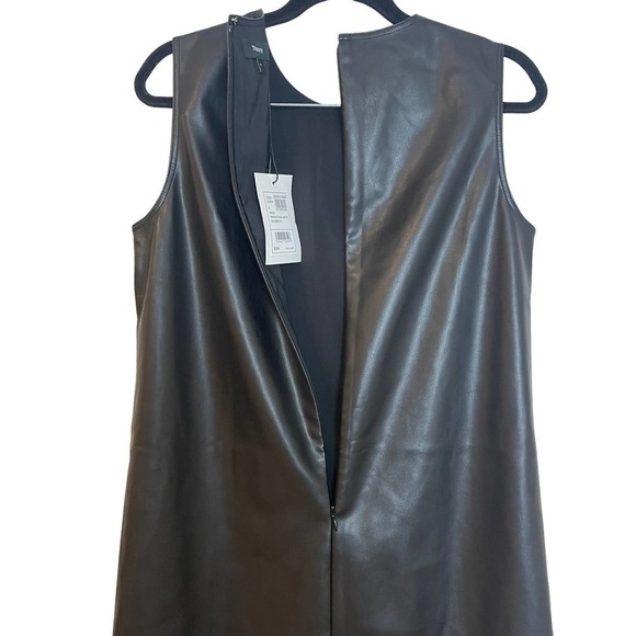 Theory Bedford Mod Vegan Leather Sleeveless Shift Dress Black Women's Size 4 - Picture 9 of 12